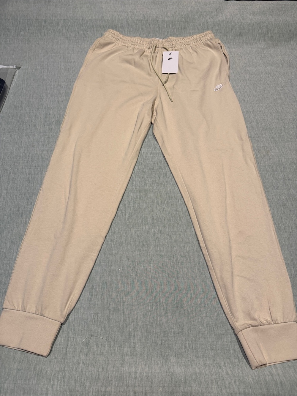 Nike Tan Men's Fleece Joggers with White Swoosh